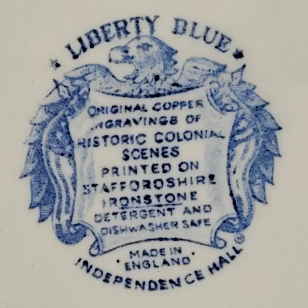 Staffordshire Vintage Liberty Blue 1776 Colonial Transferware 2 Dinner Plate 6-8